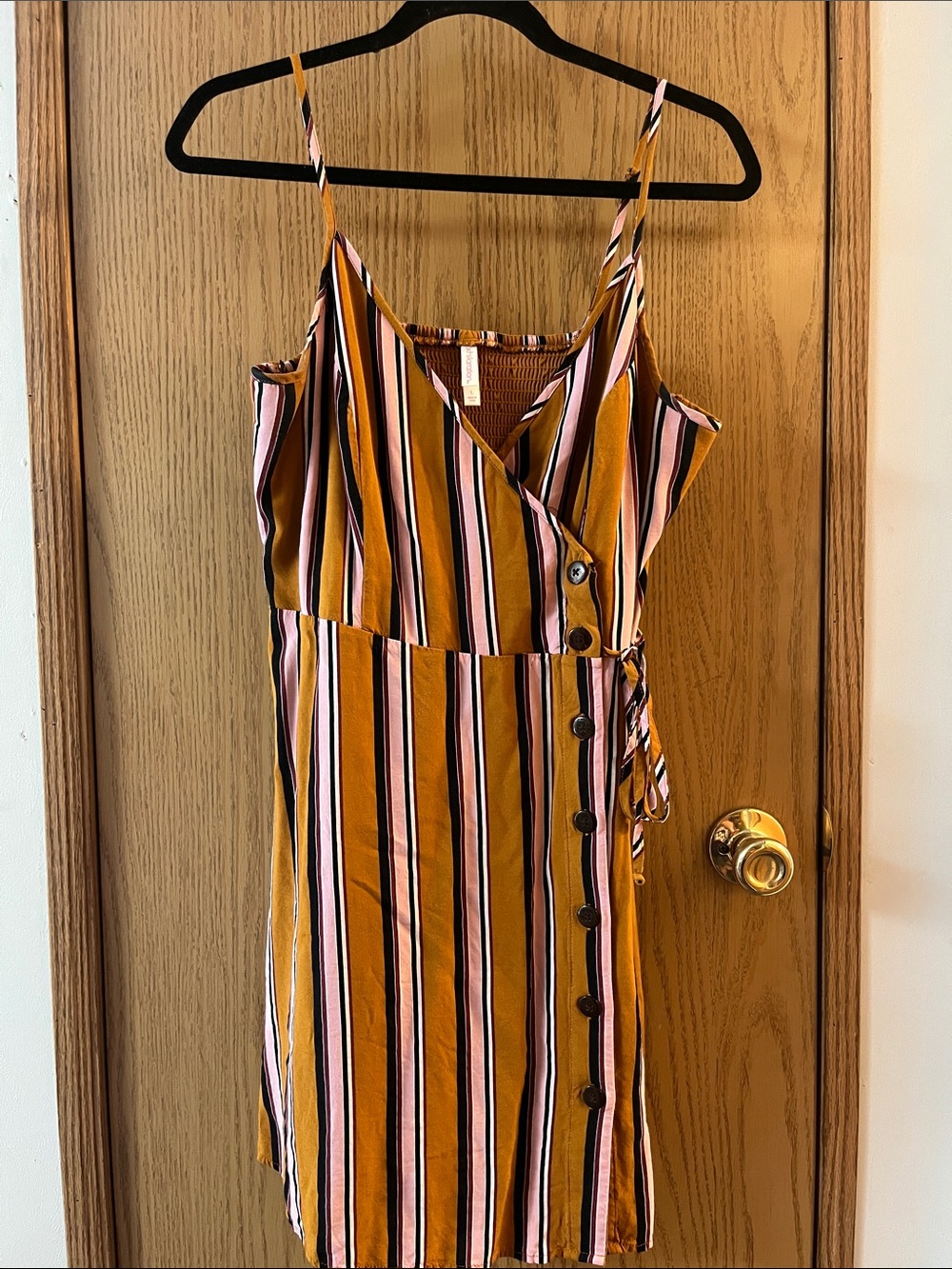 L Xhilaration Striped Wrap-Front Spaghetti Strap Dress